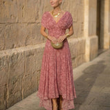 Veritas | Abito Maxi Chiffon Scollo V Fluido
