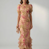 Vianne | Abito Maxi Collo Alto Maniche Corte